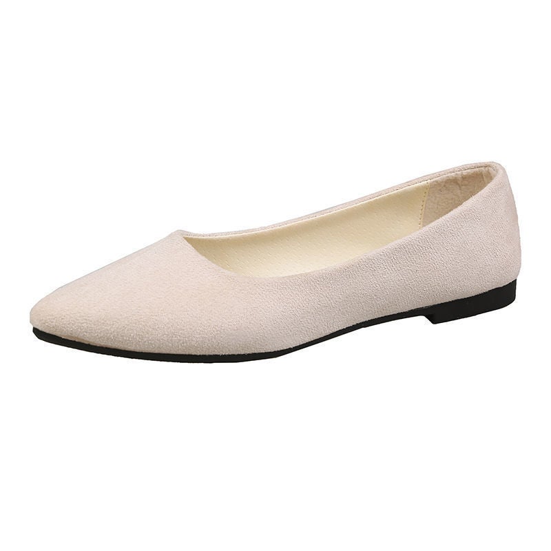 Flat Shoes For Women, Pointed Toe, Shallow Mouth, Professional Suede Fairy Shoes, Spring And Autum Flats, Versatile Work Shoes For Women, Large Size 43 - Image 1